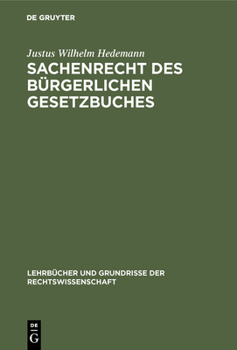 Hardcover Sachenrecht des Bürgerlichen Gesetzbuches [German] Book