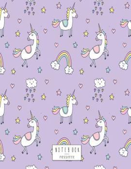 Paperback Notebook: Cute unicorn on purple cover and Dot Graph Line Sketch pages, Extra large (8.5 x 11) inches, 110 pages, White paper, S Book