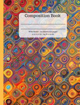 Paperback Abstract Square Swirl Pattern Design Wide Ruled Composition Notebook - 100 sheets/200 pages, 9.75 in. x 7.5 in. Book
