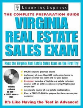 Paperback Virginia Real Estate Sales Exam: The Complete Preparation Guide [With CDROM] Book