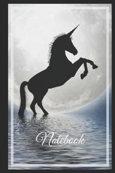 Paperback Notebook: Unicorn Silhouette Under the Moon Book