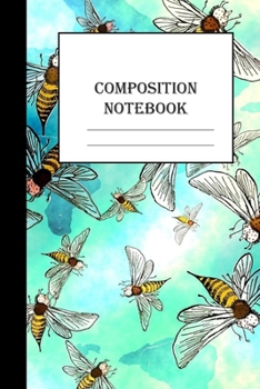 Paperback Composition Notebook: cute watercolor bee designed college ruled lined notebook Book