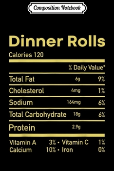 Composition Notebook: Funny Dinner Rolls Nutrition Facts Thanksgiving matching  Journal/Notebook Blank Lined Ruled 6x9 100 Pages