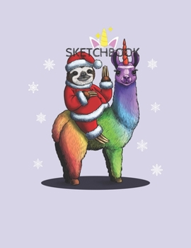 Paperback SketchBook: Santa Sloth Riding Llama Unicorn Christmas Long Sleeve Unicorn Blank Unlined SketchBook for Kids and Girls XL Marple S Book