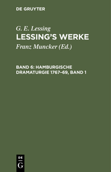 Hardcover Hamburgische Dramaturgie 1767-69, Band 1 [German] Book
