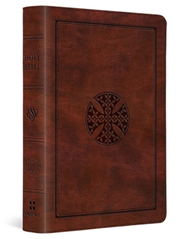 Imitation Leather ESV Large Print Compact Bible, Red Letter (Trutone, Brown, Mosaic Cross Design) Book