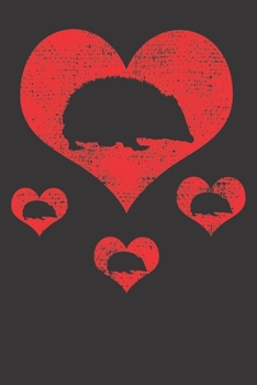 Paperback Notebook: Hedgehog Hedge Gift Valentines Day Vintage Dot Grid 6x9 120 Pages Book