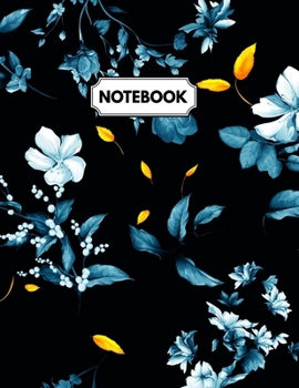 Paperback Notebook: Daily Journal, Ruled White Paper, Blank Lined Note Book To Write In, Blue Flowers Book