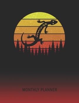 Monthly Planner: Lizard | 2 Year Planning for Jan 2020 to Dec 2021 | Retro Vintage Sunset Cover | January 20 - December 21 | Planning Organizer ... | Plan Days, Set Goals & Get Stuff Done