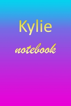 Kylie: Blank Notebook | Wide Ruled Lined Paper Notepad | Writing Pad Practice Journal | Custom Personalized First Name Initial K Blue Purple Gold  | ... Homeschool & University Organizer Daybook
