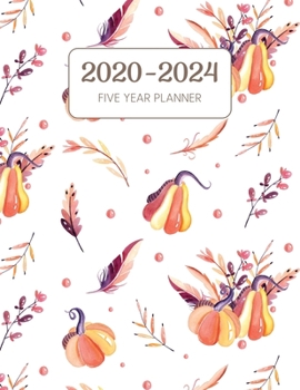 2020-2024 Five Year Planner: Monthly Agenda & Schedule with US Holidays - 60 Months or 5 Years - Purple And Orange Pumpkin (Appointment Diary With Todo List & Notes)