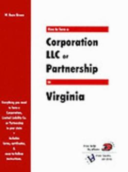 Paperback How to Form a Corporation LLC or Partnership in Virginia Book