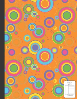 Cornell Notes: 150 Pages Single Subject Notebook | Large 8.5 x 11 Cornell Notes Ruled | Orange Retro Circle Cover