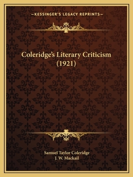 Paperback Coleridge's Literary Criticism (1921) Book