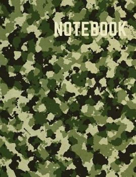 Paperback Notebook: Camouflage Print Composition Notebook 7.44x9.69 150 pages (75 sheets) College Ruled Book