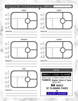 Paperback Weekly Lunch Planner: School Year Lunchbox Planner for the Yumbox Original, Panino & Tapas Bento Box: 54 Weeks of Planning Pages Book