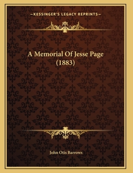Paperback A Memorial Of Jesse Page (1883) Book
