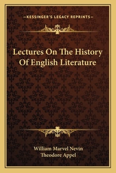 Lectures On The History Of English Literature