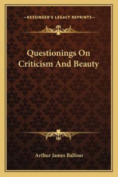 Paperback Questionings On Criticism And Beauty Book