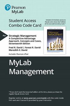 Printed Access Code Mylab Management with Pearson Etext -- Combo Access Card -- For Strategic Management: A Competitive Advantage Approach: Concepts and Cases [With Acces Book