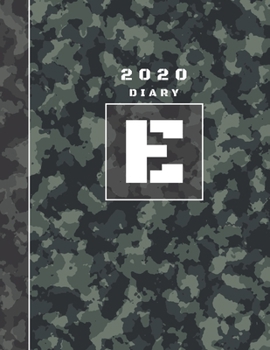 Paperback Personalised 2020 Diary Week To View Planner: A4 Letter E Block Green And Black Camo Camouflage Organiser And Planner For The Year Ahead, School, Busi Book