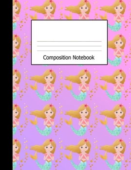 Paperback Composition Notebook: Wide Ruled Writing Book Mermaid Bubbles Pink Lilac Design Cover Book