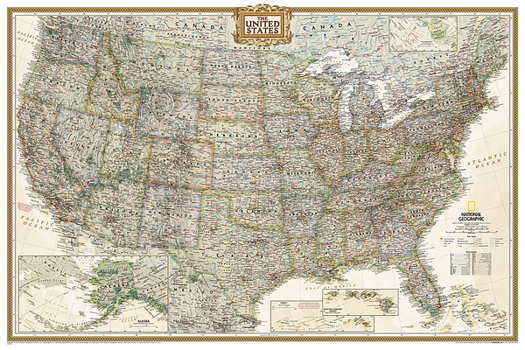 Unbound National Geographic United States Wall Map - Executive - Laminated (Poster Size: 36 X 24 In) Book