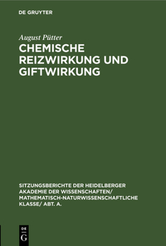 Hardcover Chemische Reizwirkung Und Giftwirkung: Mit Einem Mathematischen Anhange: Ein Diffusionsproblem [German] Book