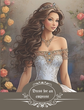 Dress for an Empress: Coloring book for adults with 40+ images, some of them are in grayscale. Romantic dresses, floral decorations all part