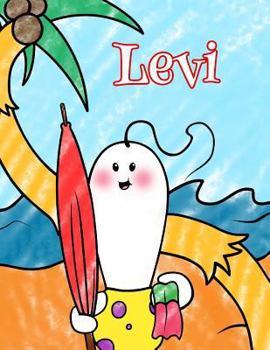 Paperback Levi: Personalized Children's Coloring Book, Ima Gonna Color My Day at the Beach Book