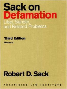 Hardcover Sack on Defamation: Libel, Slander and Related Problems (2-Volume Set) Book