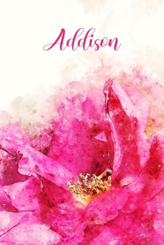 Addison: Pink Floral Personalized Name Journal for Women 6x9