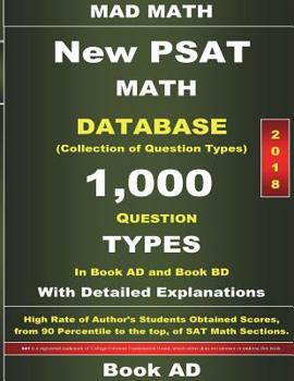 Paperback 2018 New PSAT Math Database Book AD: Collection of 1,000 Question Types Book
