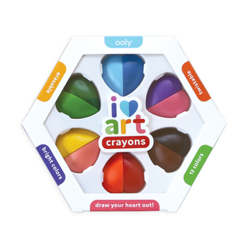Office Product I Heart Art Erasable Crayons - Set of 6/12 Colors [Multiple Languages] Book