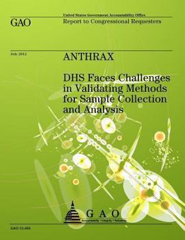 Paperback Anthrax: DHS Faces Challenges in Validating Methods for Sample Collection and Analysis Book