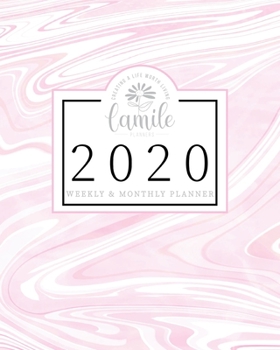 Paperback 2020 Weekly & Monthly Planner: Pink Marbled Suminagashi Jan 1, 2020 - Dec 31, 2020 Large Writing Calendar A Year at A Glance Inspirational Quotes Dai Book