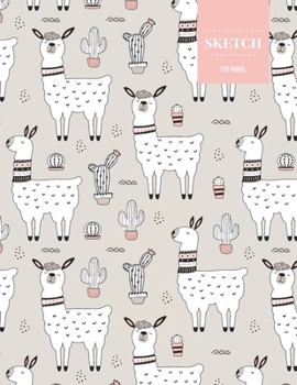 Sketch  110 Pages: Cactus Sketchbook for Kids, Teen and College Students | Succulent Llama Pattern
