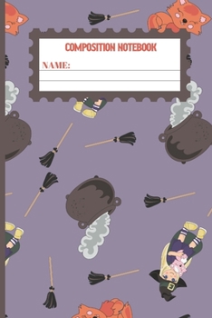 Paperback Composition Notebook: Halloween gifts for women, men, kids, adults and girls: cute & elegant Amethyst Smoke witch college ruled lined paper. Book