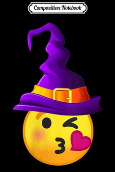 Composition Notebook: Womens Funny Blowing a Kiss Kissing Emoji Witch Hat Halloween  Journal/Notebook Blank Lined Ruled 6x9 100 Pages