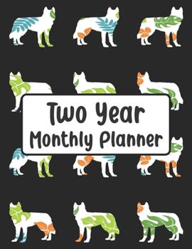 Paperback Two Year Monthly Planner: Flower Siberian Husky Dog - 24 Month Calendar Schedule Agenda Organizer with Notes, Address Log & Password Book