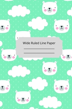 Baby Polar Bear Theme Wide Ruled Line Paper