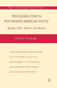 Paperback Procedural Form in Postmodern American Poetry: Berrigan, Antin, Silliman, and Hejinian Book