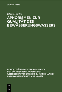Hardcover Aphorismen Zur Qualität Des Bewässerungswassers [German] Book