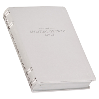 Leather Bound The Spiritual Growth Bible, Study Bible, NLT - New Living Translation Holy Bible, Premium Full Grain Leather, White Book