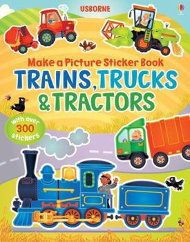 Paperback Make a Picture Sticker Book Trucks Train Book