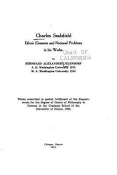 Paperback Charles Sealsfield, ethnic elements and national problems in his works Book