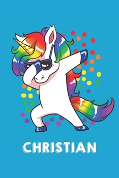 Christian: Personalisiertes Design Notizbuch Einhorn 120 linierte Seiten – Perfekte Geschenkidee für die Schuhe oder Weihnachten mit Vornamen DIN A5 (himmelblau) (German Edition)