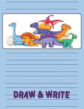 Paperback Story Writing Paper for Kindergarten: Draw & Write Notebook for Kids with Dotted Lines and Drawing Space - Dinosaurs Book