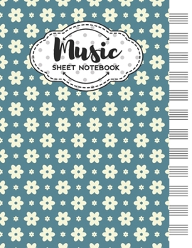 Music Sheet Notebook: Blank Staff Manuscript Paper with Vintage Pattern Themed Cover Design