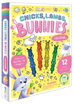 Misc. Chicks, Lambs, Bunnies Coloring Set: With 12 Stackable Crayons Book